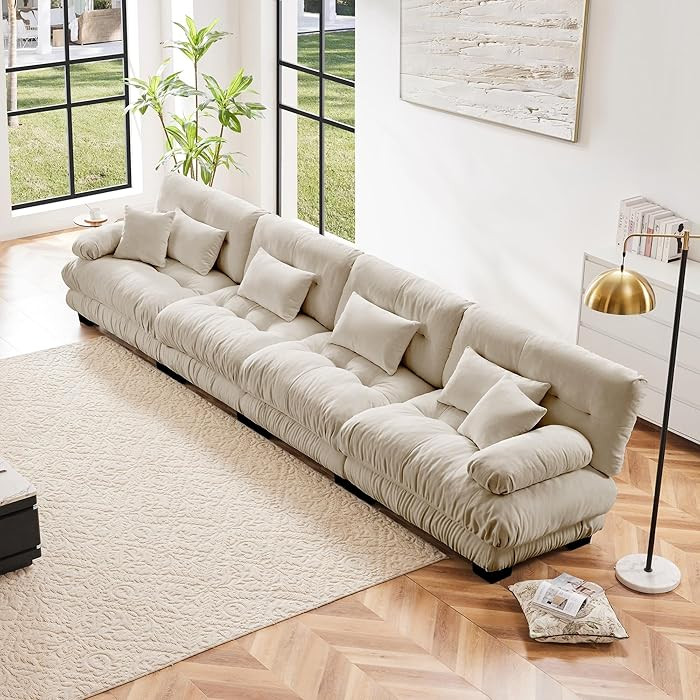 4 Seater Sectional Sofa Modular Deep Seat Sofa Couch, Comfy Upholstered Cloud Couch for Living Ro... | Amazon (US)