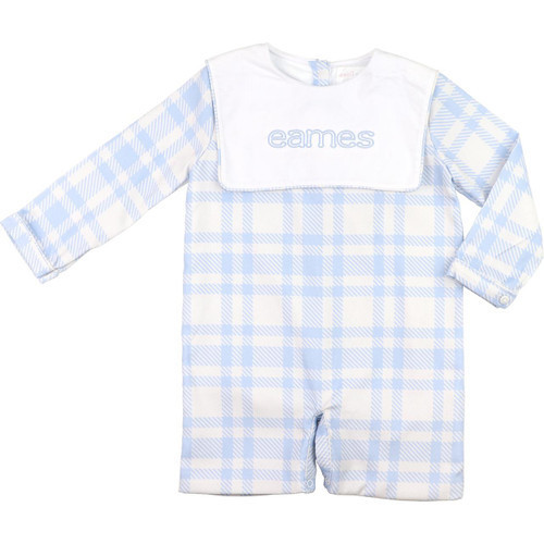 Blue And White Plaid Short Romper | Cecil and Lou
