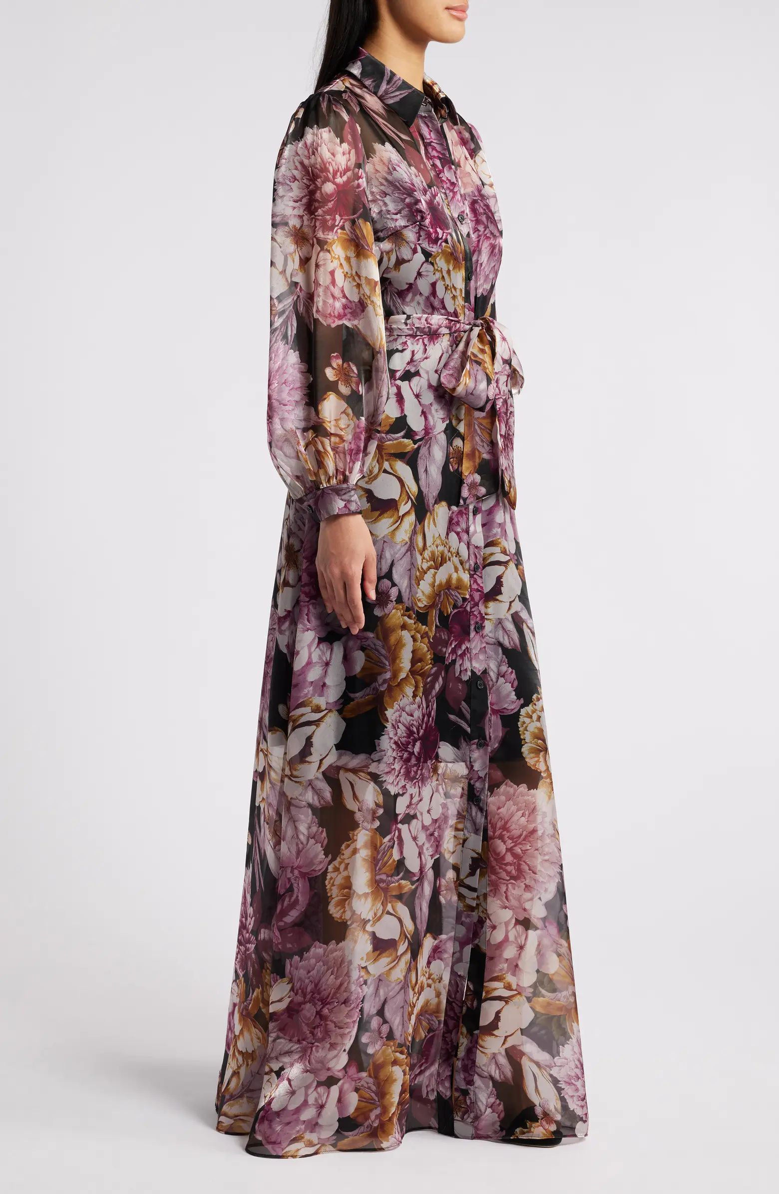 Julia Jordan Floral Long Sleeve Maxi Shirtdress | Nordstrom | Nordstrom