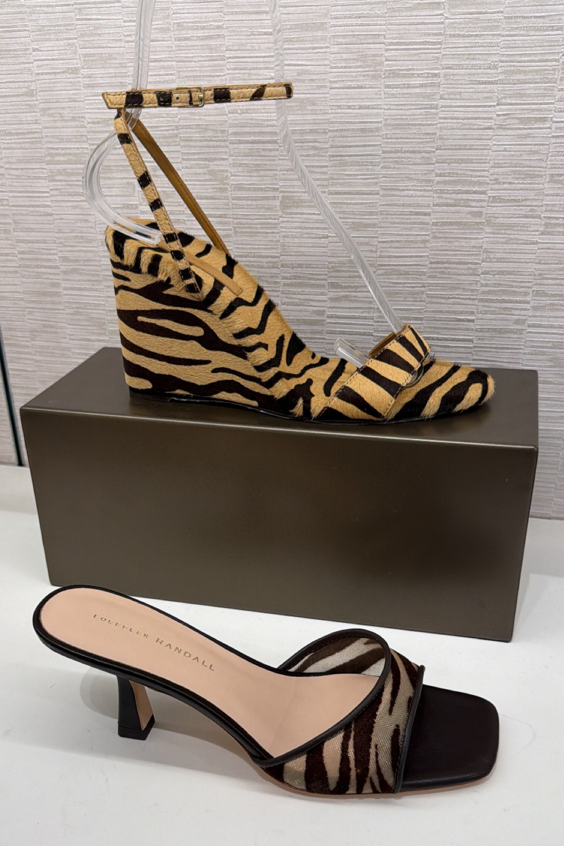 Zebra shoes, kitten heels, summer.