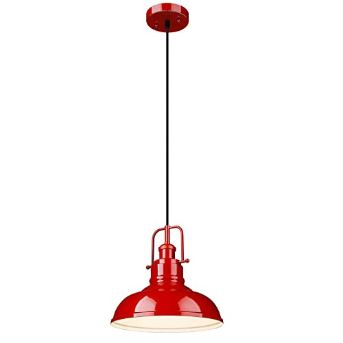 zeyu Modern Dome Pendant Light, 1-Light Kitchen Ceiling Pendant Lighting Fixture, Red Finish, 016... | Amazon (US)