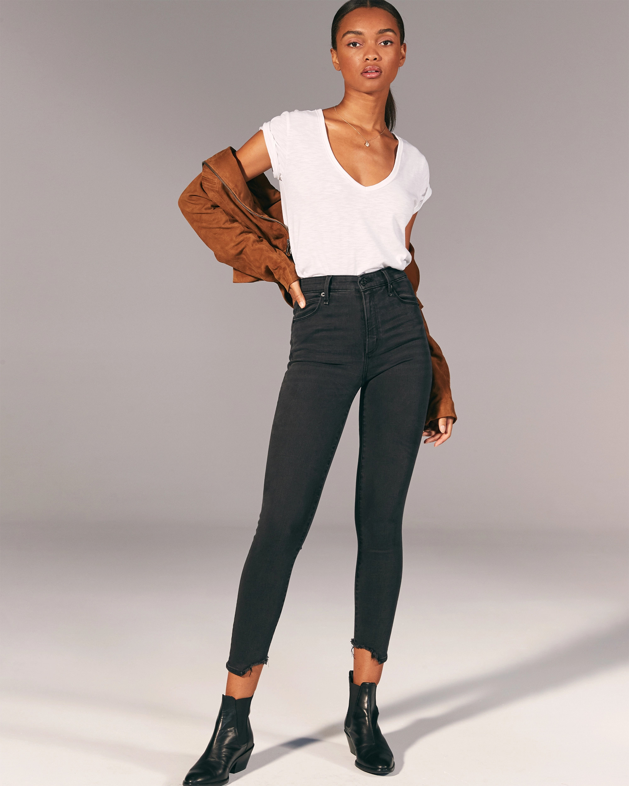 High Rise Super Skinny Ankle Jeans | Abercrombie & Fitch (US)