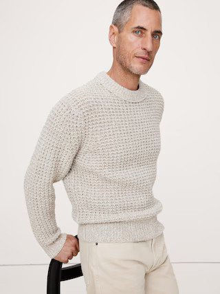 Italian Wool-Blend Waffle-Knit Sweater | Banana Republic (US)
