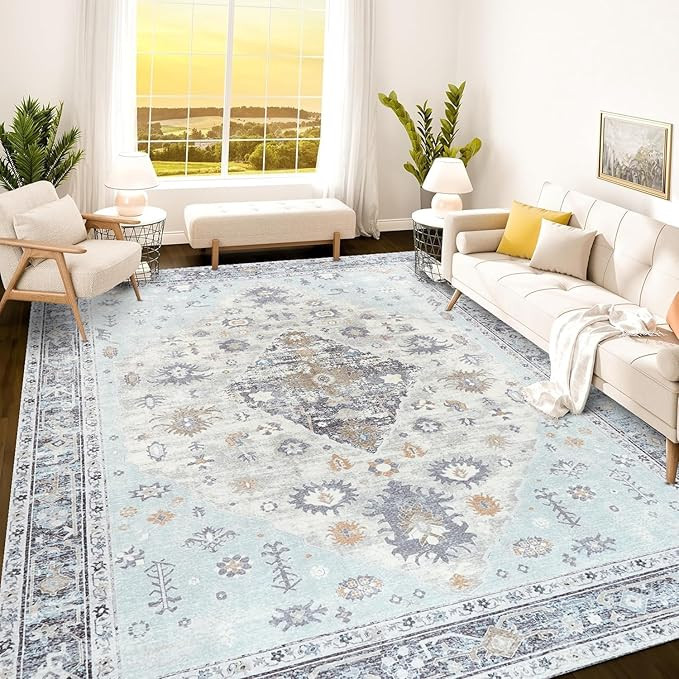 Istana 9x12 Area Rug - Blue 9 x 12 Area Rugs for Living Room - Foldable 9x12 Rugs for Bedroom - S... | Amazon (US)