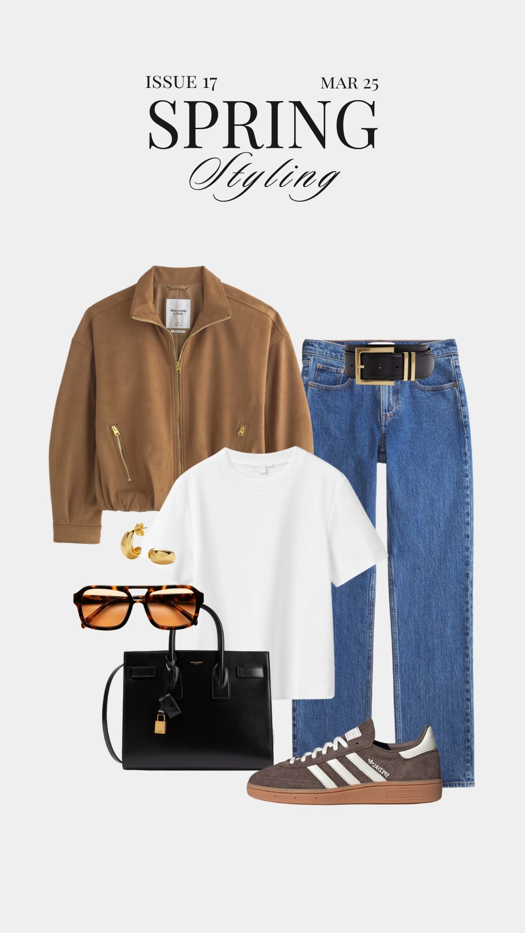 Styling a suede cropped bomber jacket with a classic white t-shirt, blue jeans and Adidas trainers. Featuring Abercrombie who currently have up to 48% off - use code AFXLTK for extra 15% off their current promotion! The perfect casual spring look, perfect for weekends, airport outfits, casual, coffee dates

#LTKstyletip #LTKsale #LTKspring