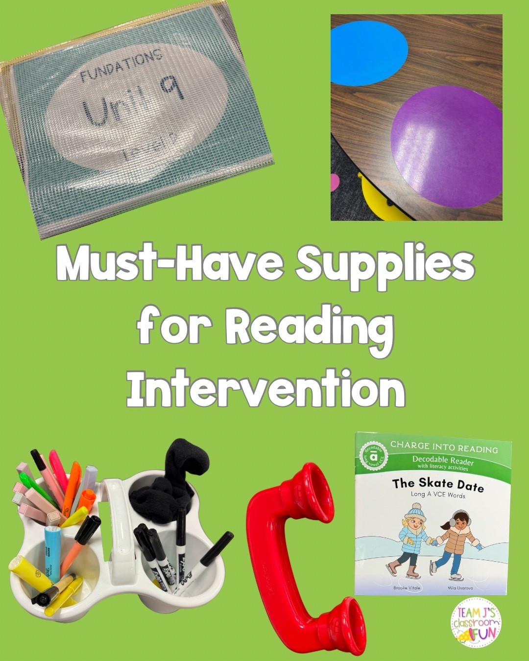 Here are my must-have items for reading intervention groups…

📚Decodable texts - students can apply the phonics skills they’ve learned with texts that focus on different phonics patterns. 

📚Fluency phones – so students can hear themselves read.

📚Caddy – store your highlighters, pencils, and markers neatly.

📚Adhesive whiteboard spots – stick these to desks for easy writing practice.

📚Storage bags – keep group materials organized and ready to go.

#readinggroup #classroomsupplies #teachermusthave #phonics #readingintervention

#LTKKids