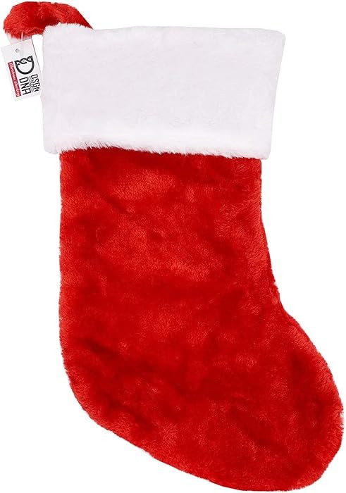 DSGN By DNA Red & White Plush Christmas Stocking Xmas Holiday Hanging Decoration Stocking Extra S... | Amazon (US)