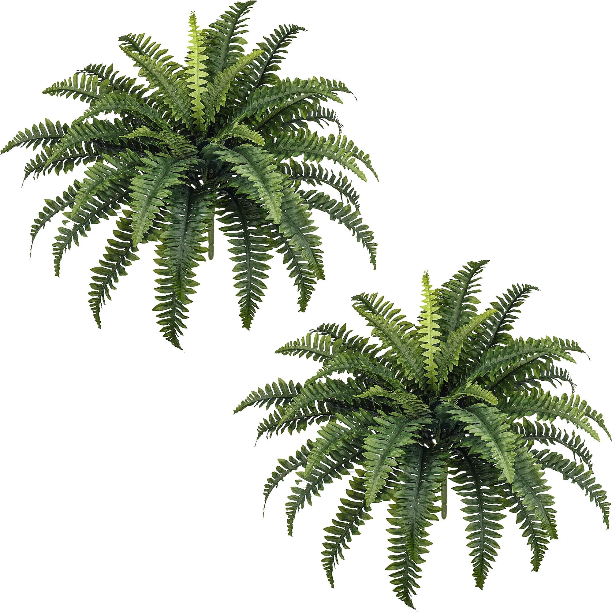 35" Ferns Artificial Bush Plants Large, 2 Artificial Boston Ferns with 39 Fronds for Outdoors Hom... | Amazon (US)