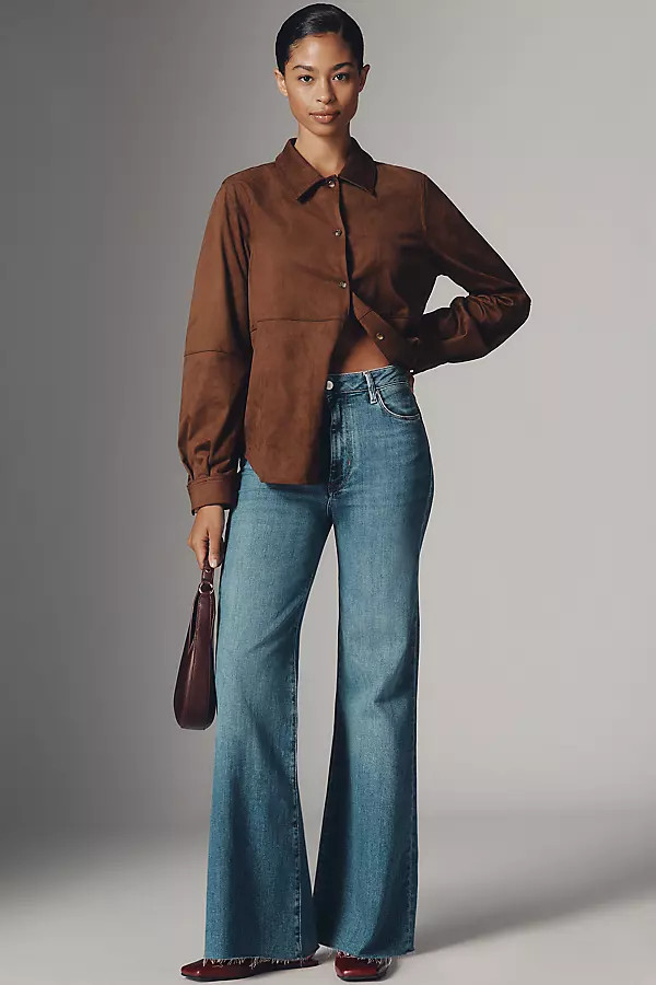 The Robbie High-Rise Flared Fray Jeans | Anthropologie (US)