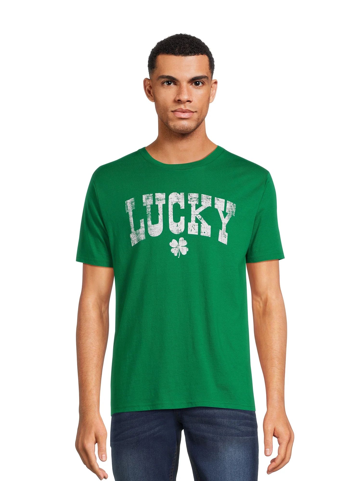 St. Patrick's Day Men's Lucky Clover Graphic Tee with Short Sleeves, from Way to Celebrate, Sizes... | Walmart (US)