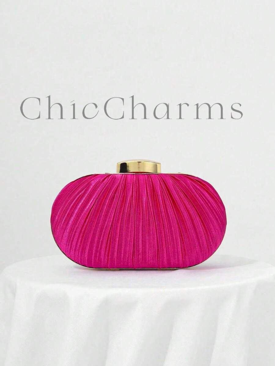 Women's Elegant Pleated Clutch Purse, Box-Shaped Evening Bag, Suitable For Weddings, Parties, And... | SHEIN