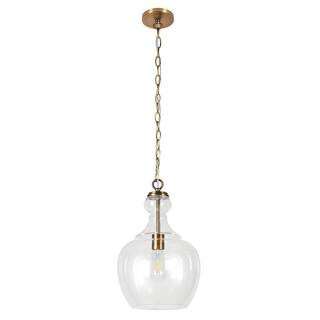 Meyer&Cross Verona 1-Light Brass Pendant with Clear Glass Shade PD0271 - The Home Depot | The Home Depot