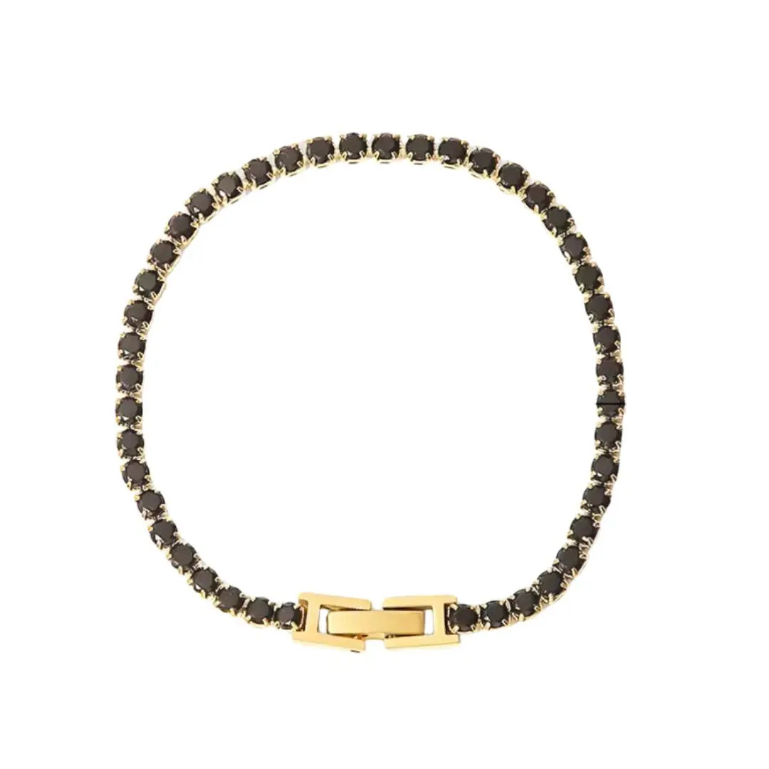 Round Crystal Tennis Bracelet- Black - Ahava J | Ahava Jewels