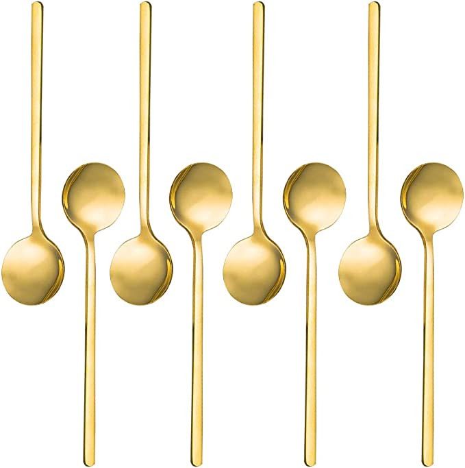 Pack of 8, Gold Plated Stainless Steel Espresso Spoons, findTop Mini Teaspoons Set for Coffee Sug... | Amazon (US)