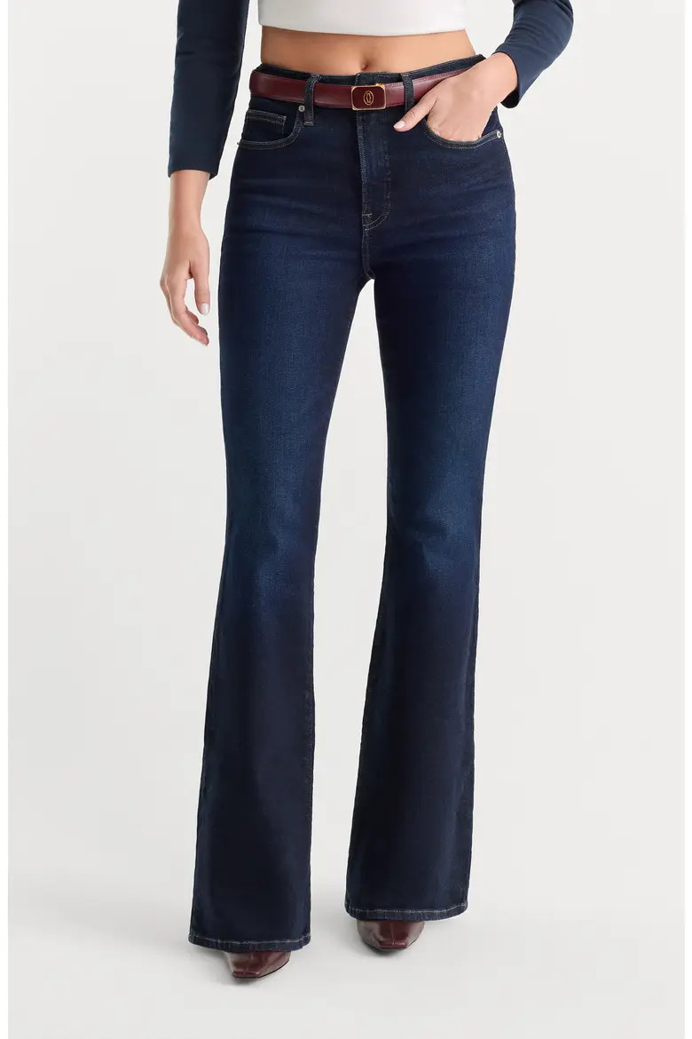 Good American Good Legs High Waist Flare Jeans in Indigo1308 at Nordstrom | Nordstrom