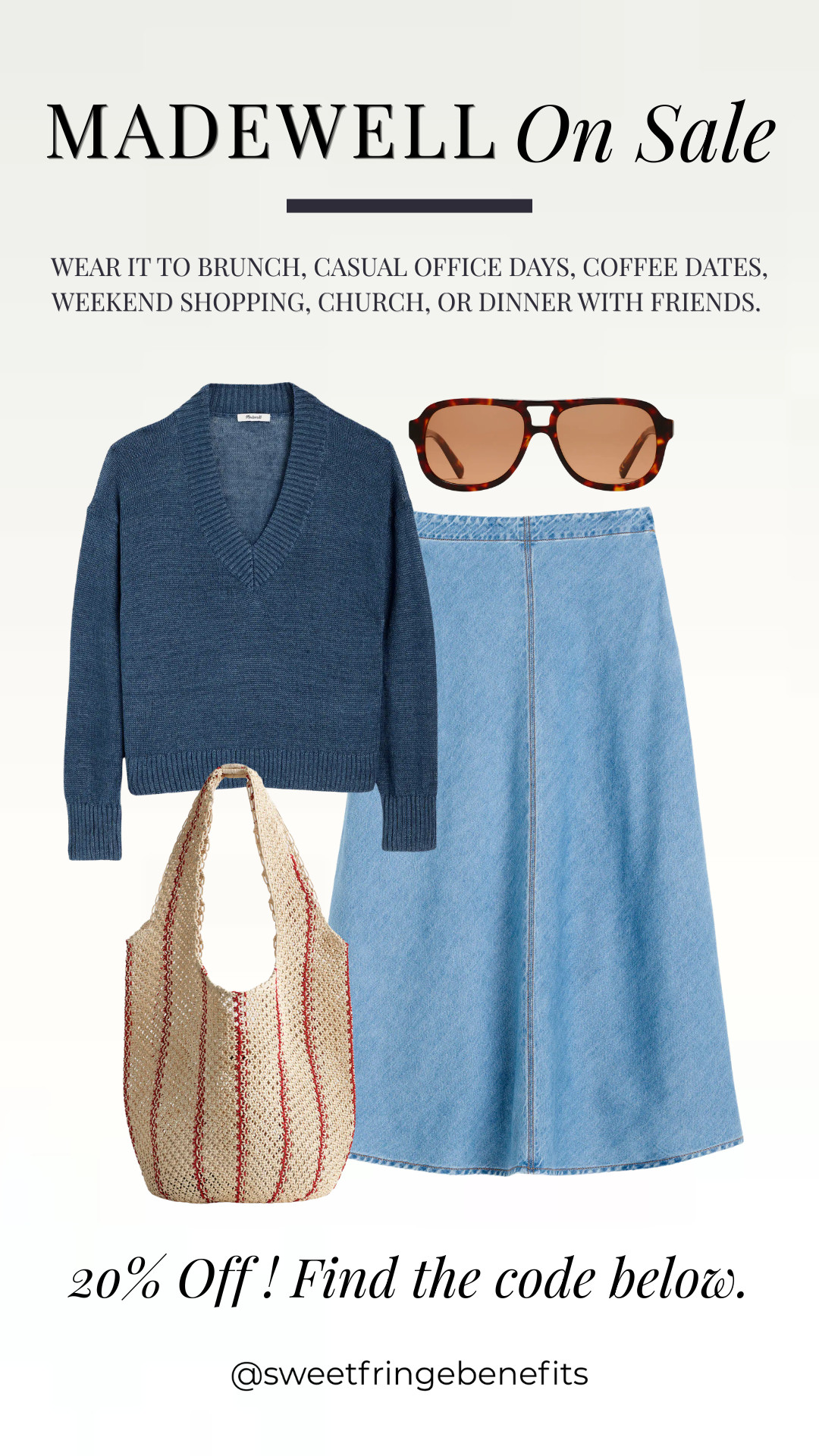 This Madewell sale outfit is the perfect mix of effortless and elevated 🫶🏻 

Perfect for brunch, casual office days, coffee runs, church, weekend shopping, or dinner with friends ☕✨ Add the woven tote and oversized sunnies for an easy polished finish.

Don’t forget to grab your favorites while the Madewell sale is happening 👏

Use the code LTK20 for 20% Off! 

 #LTKootd #LTKOver40 #LTKSaleAlert