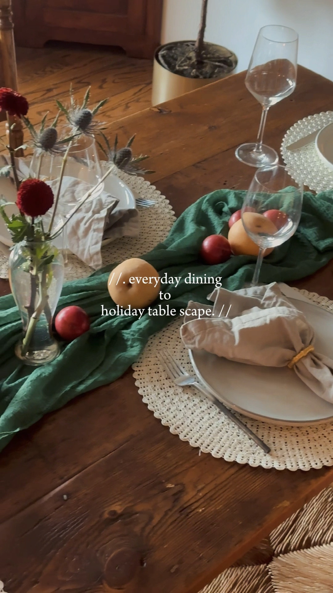 Everyday dining to holiday table scape in minutes. 

Hosting holiday diner this year went better than expected! I converted our everyday dining table for 6 in minutes and added a kids friendly table just beside our adult dining experience. 

*instead of spending a lot of money on decor pieces, I decorated with color coordinated fruit from our local grocery. I’ll definitely be doing that again! 

#LTKHoliday #LTKSeasonal #LTKHome