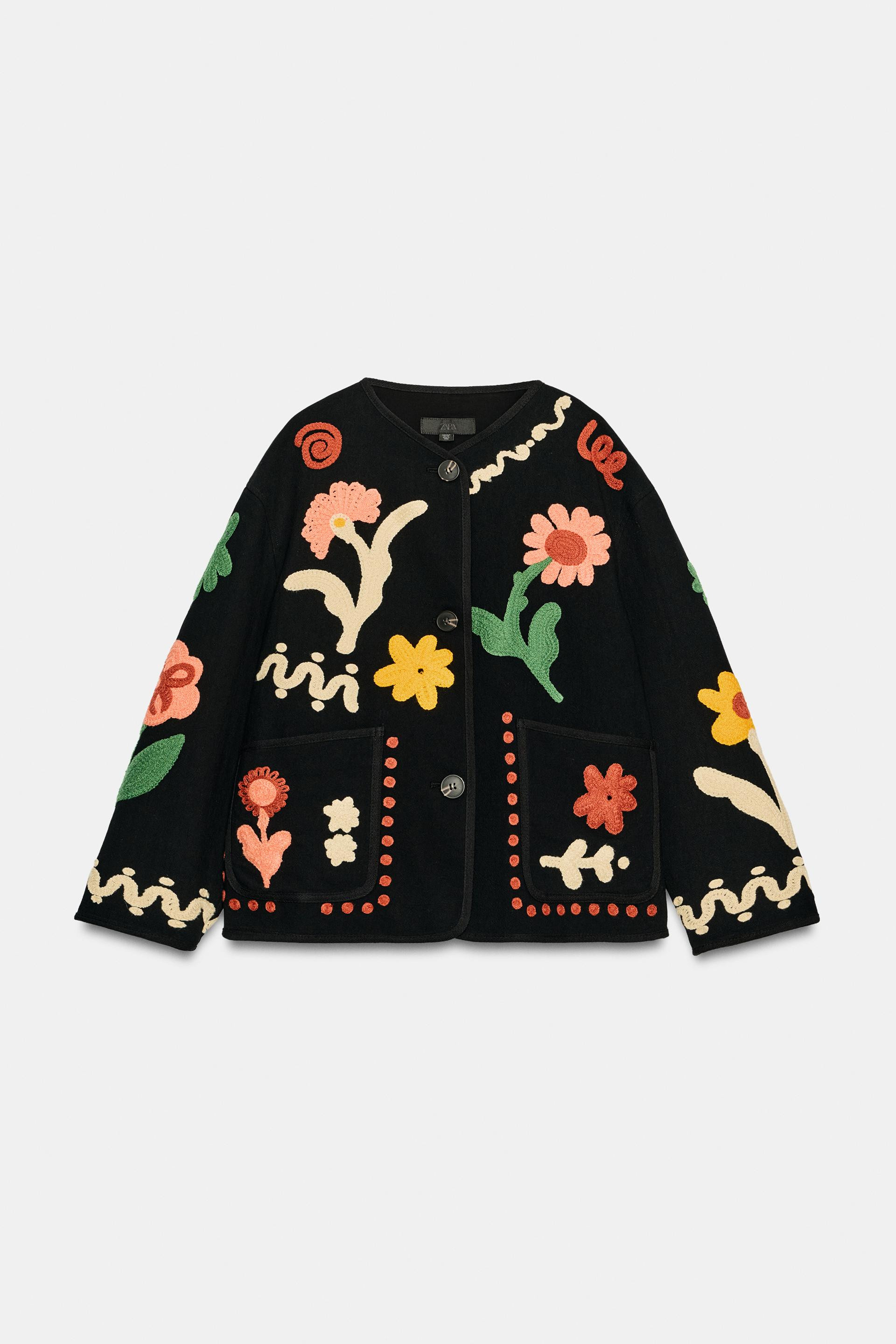 Zara - Floral Embroidered Jacket - Ecru - Xl - Woman | Zara US