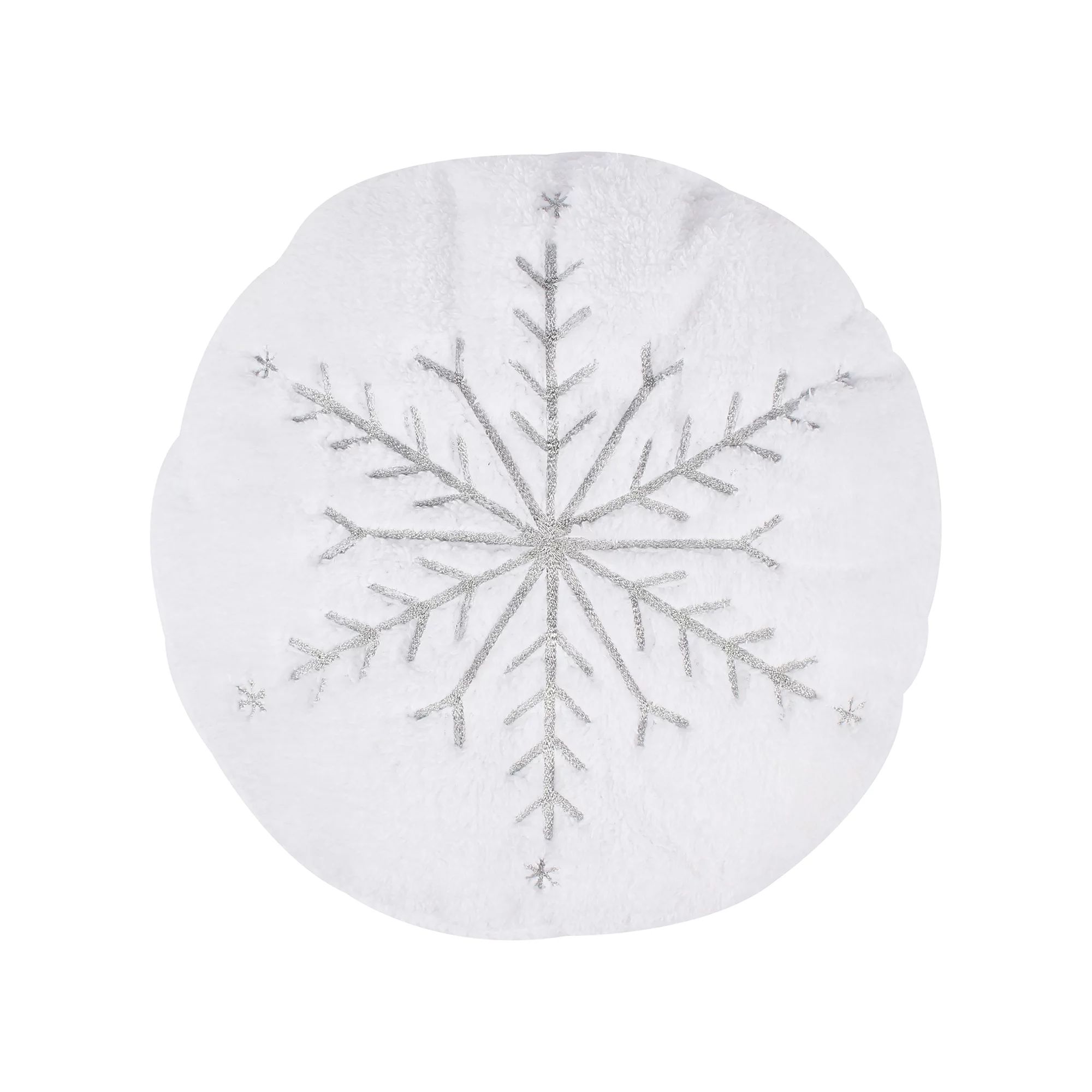 Levtex Home - O Christmas Tree - Decorative Pillow (16in. Round) - Snowflake - White and Silver | Walmart (US)