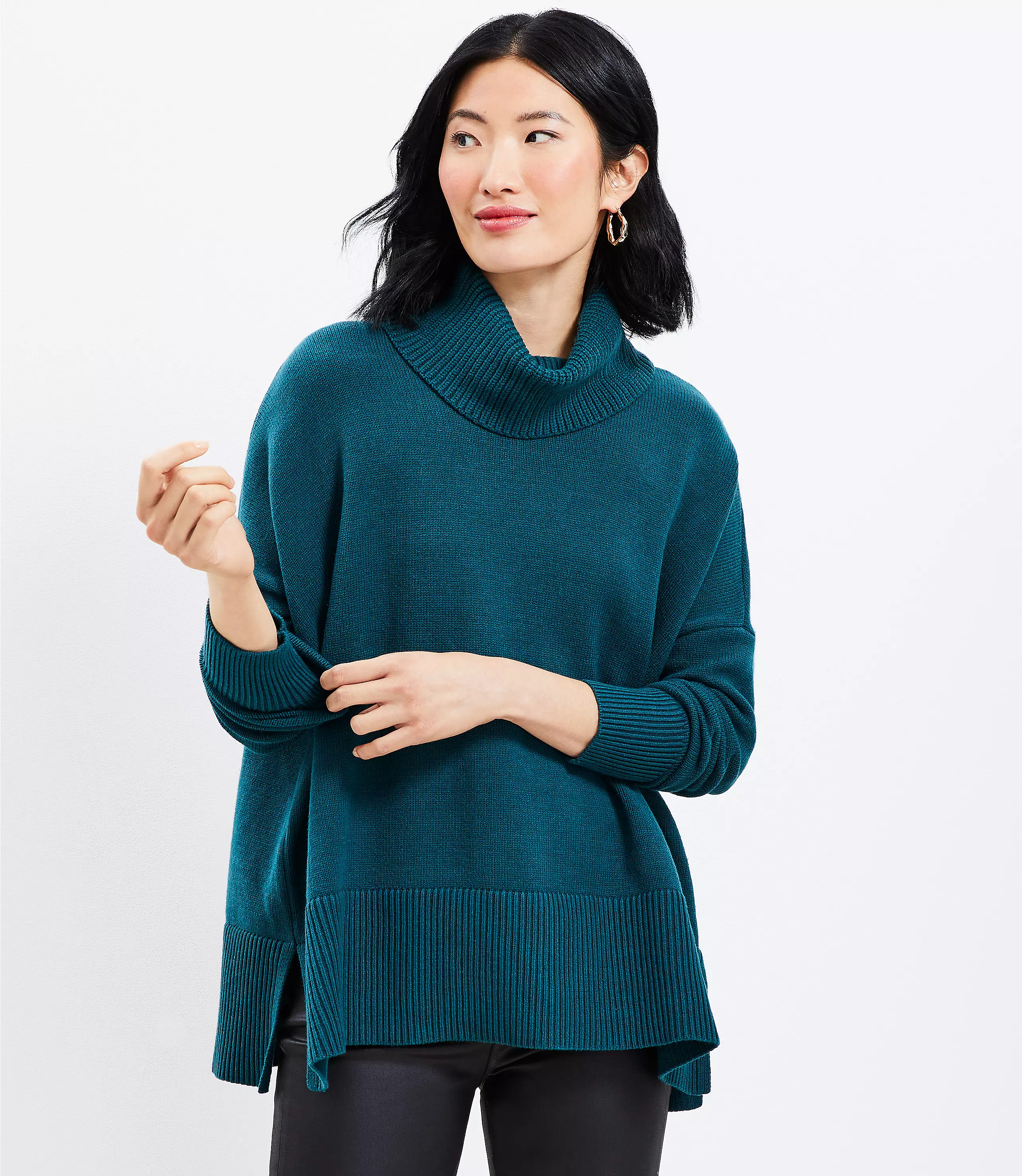Turtleneck Poncho Sweater | LOFT