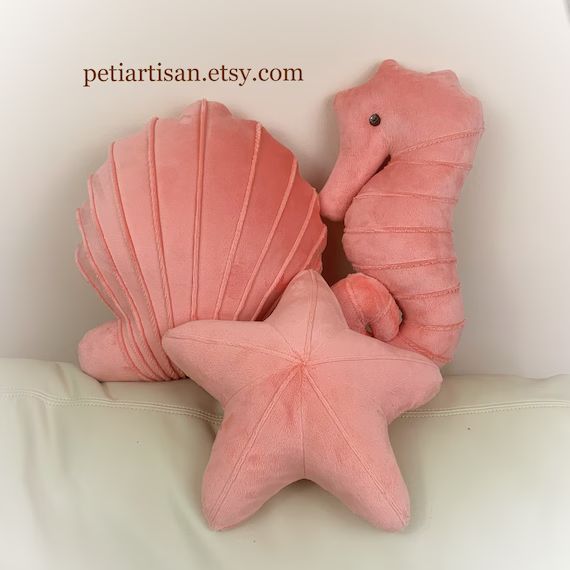 Seahorse Seashell and Starfish Set of 3 Pillows Shell - Etsy | Etsy (US)