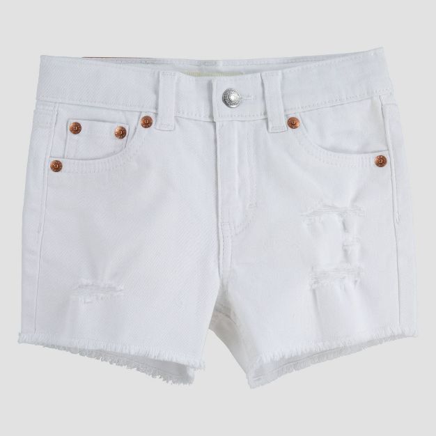 Levi's® Girls' Girlfriend Jean Shorts - White Distressed | Target