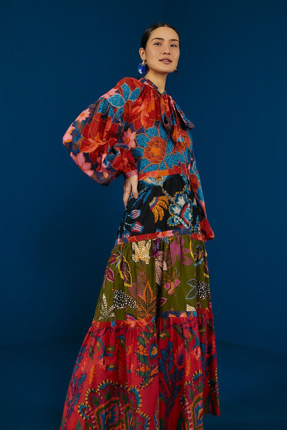 Mixed Flower Prints Maxi Dress | FarmRio