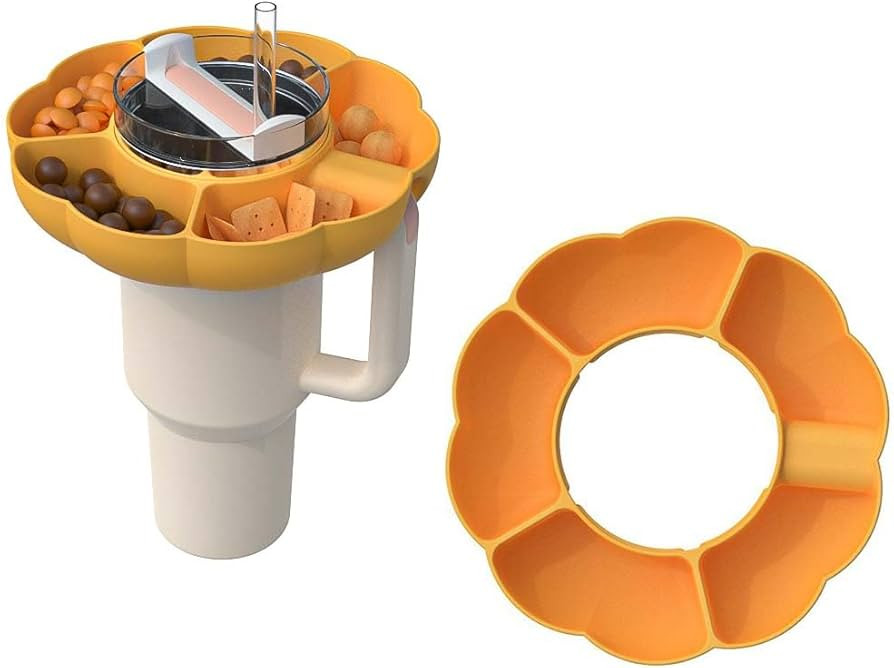 Snack Bowl for Stanley 40oz Tumbler with Handle,5 Compartments Silicone Reusable Snack Tray Snack... | Amazon (US)