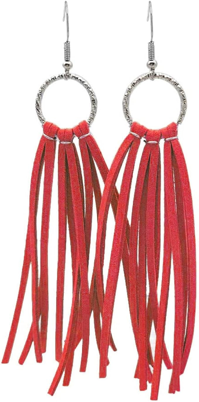 Bohemian Suede Tassel Fringe Earrings Geometric Deerskin Boho Western Statement Dangel Earrings f... | Amazon (US)