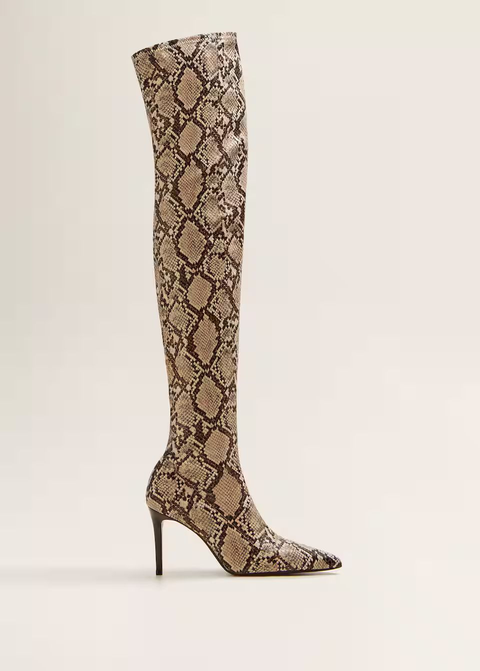 Snake effect high-leg boots - Women | MANGO (US)