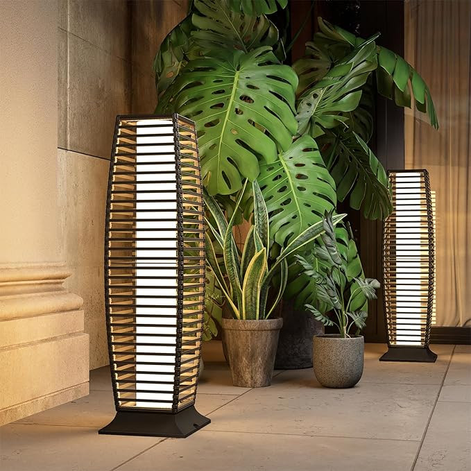 Grand patio Outdoor Floor Lamp Solar Powered Lantern Waterproof Wicker Boho Deck Lights for Garde... | Amazon (US)