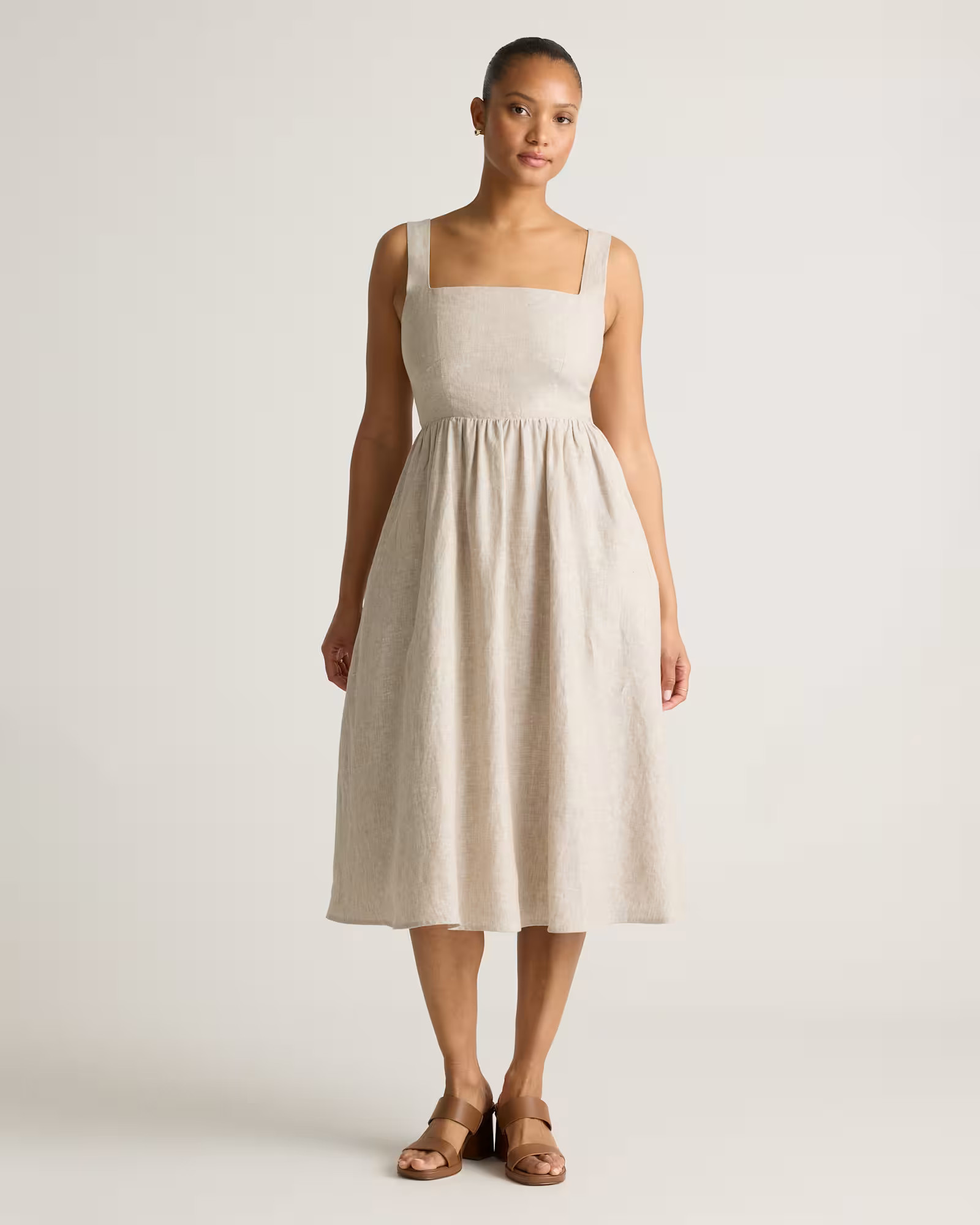 100% European Linen Fit & Flare Midi Dress | Quince