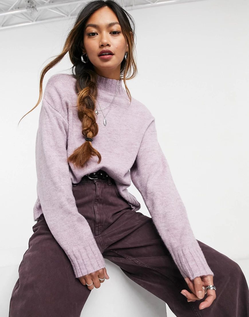 New Look high neck sweater in lilac-Purple | ASOS (Global)