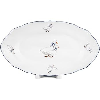 THUN Oval Serving Plate 10.24" (26 cm) Goose Porcelain Oval Dish for Fish Porcelain Dinner Platte... | Amazon (US)