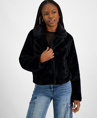 Juniors' Faux-Fur Cropped Blazer Jacket | Macy's