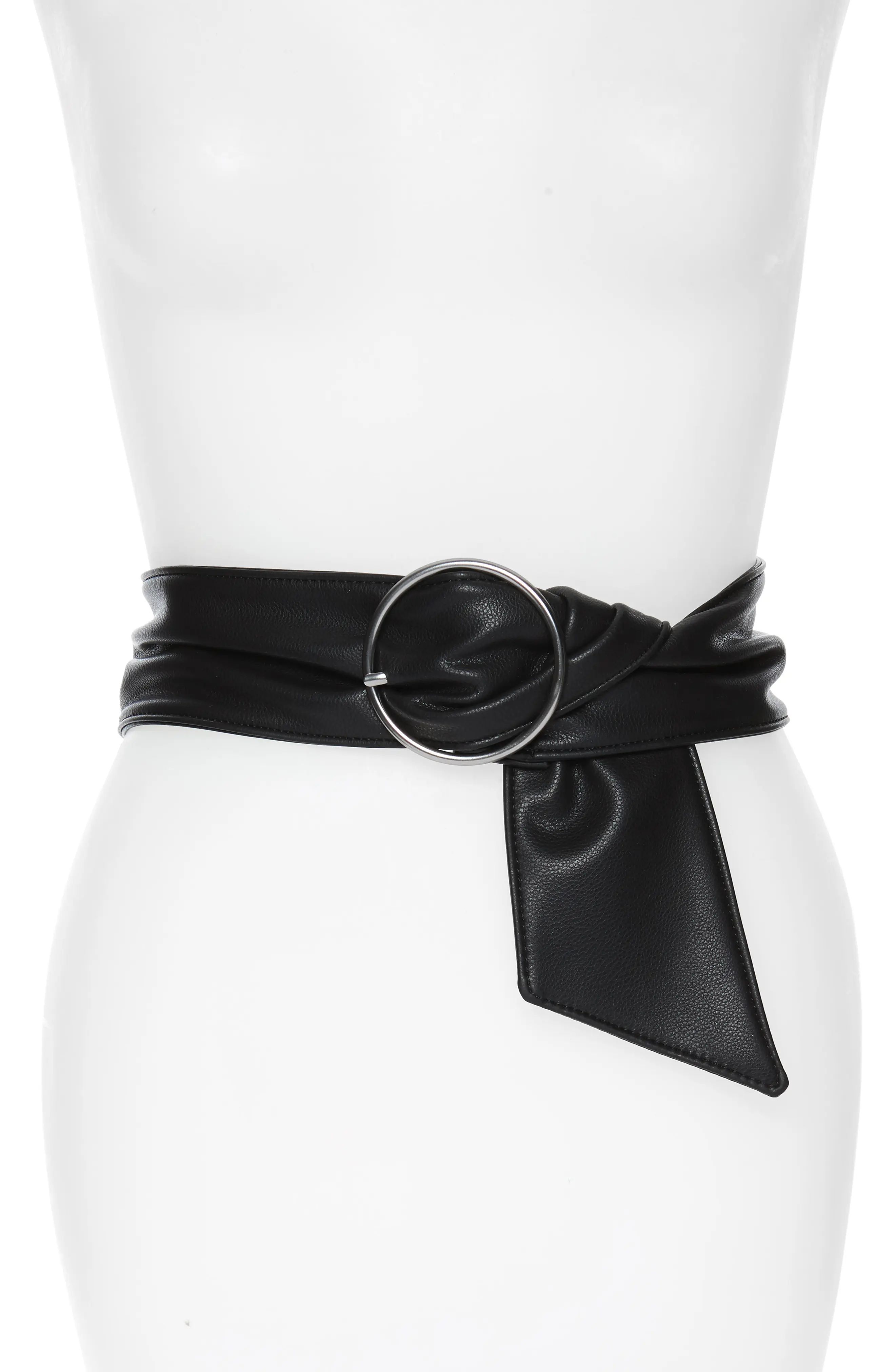 Something Navy Circle Ring Faux Leather Belt | Nordstrom
