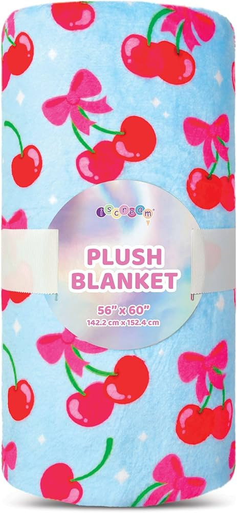 iscream Pretty Print Silky Soft Plush 56" x 60" Fleece Throw Blanket - Cheerful Cherries | Amazon (US)