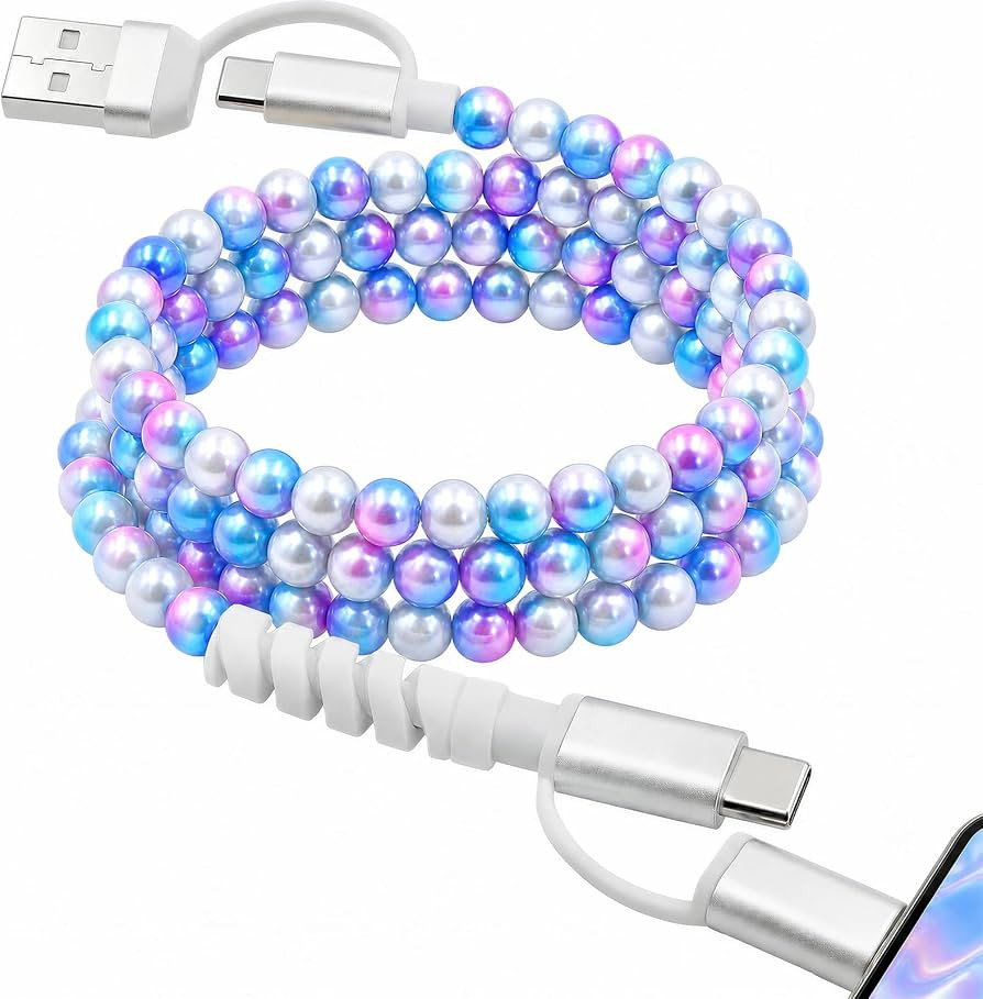 4-in-1 Beaded Charging Cable, MFi Certified, Works with CarPlay, 3.3FT 60W Fast Charger Cord for ... | Amazon (US)