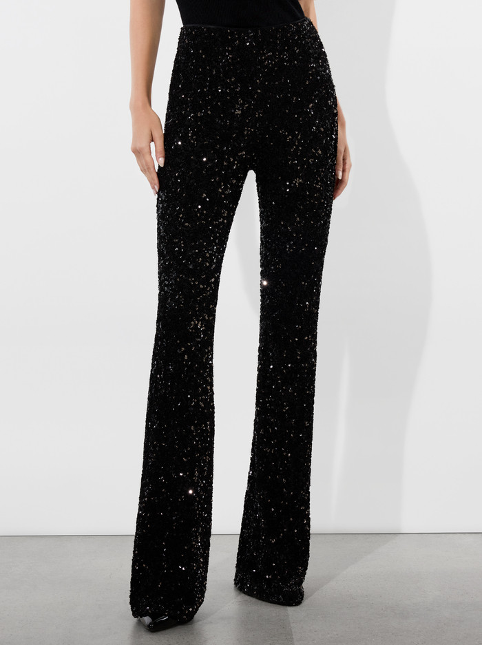 RMP SEQUIN BACK-ZIP BOOTCUT PANT | Alice + Olivia