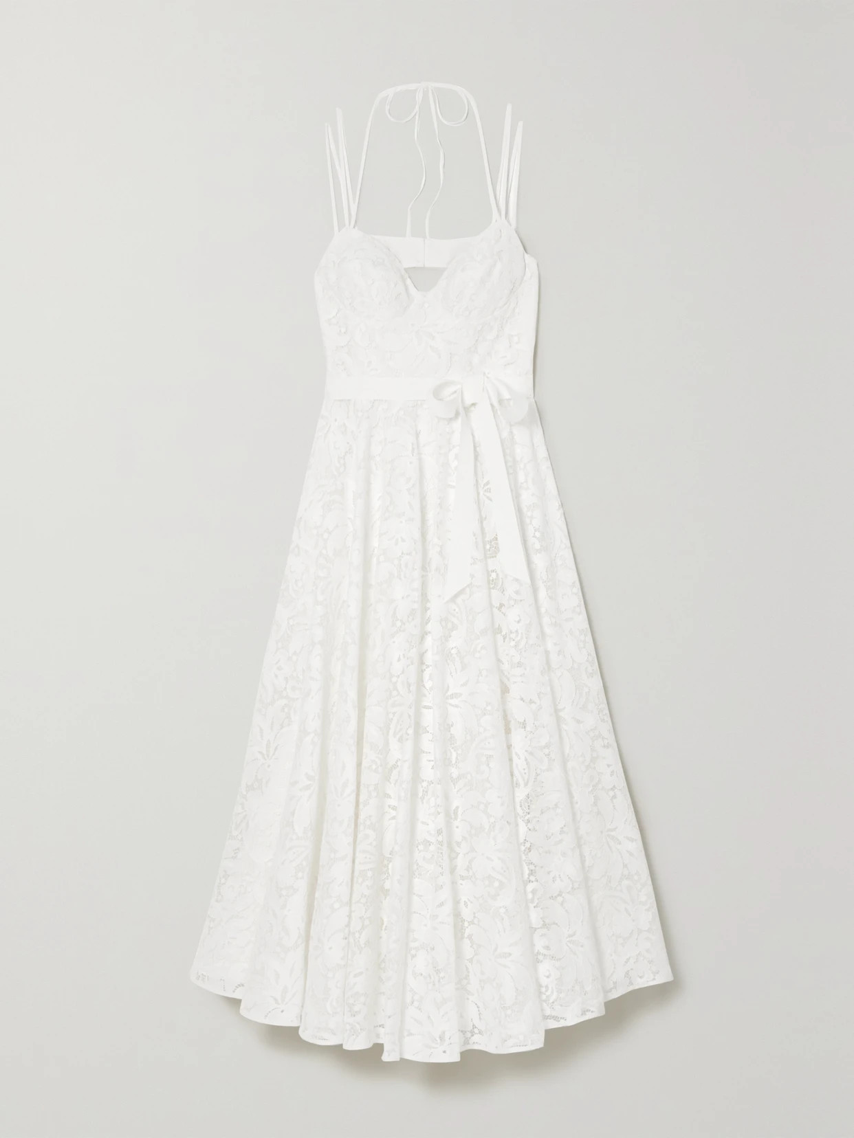 Erdem - Rea Belted Open-back Cutout Cotton-blend Lace Halterneck Midi Dress - Ivory | NET-A-PORTER (US)
