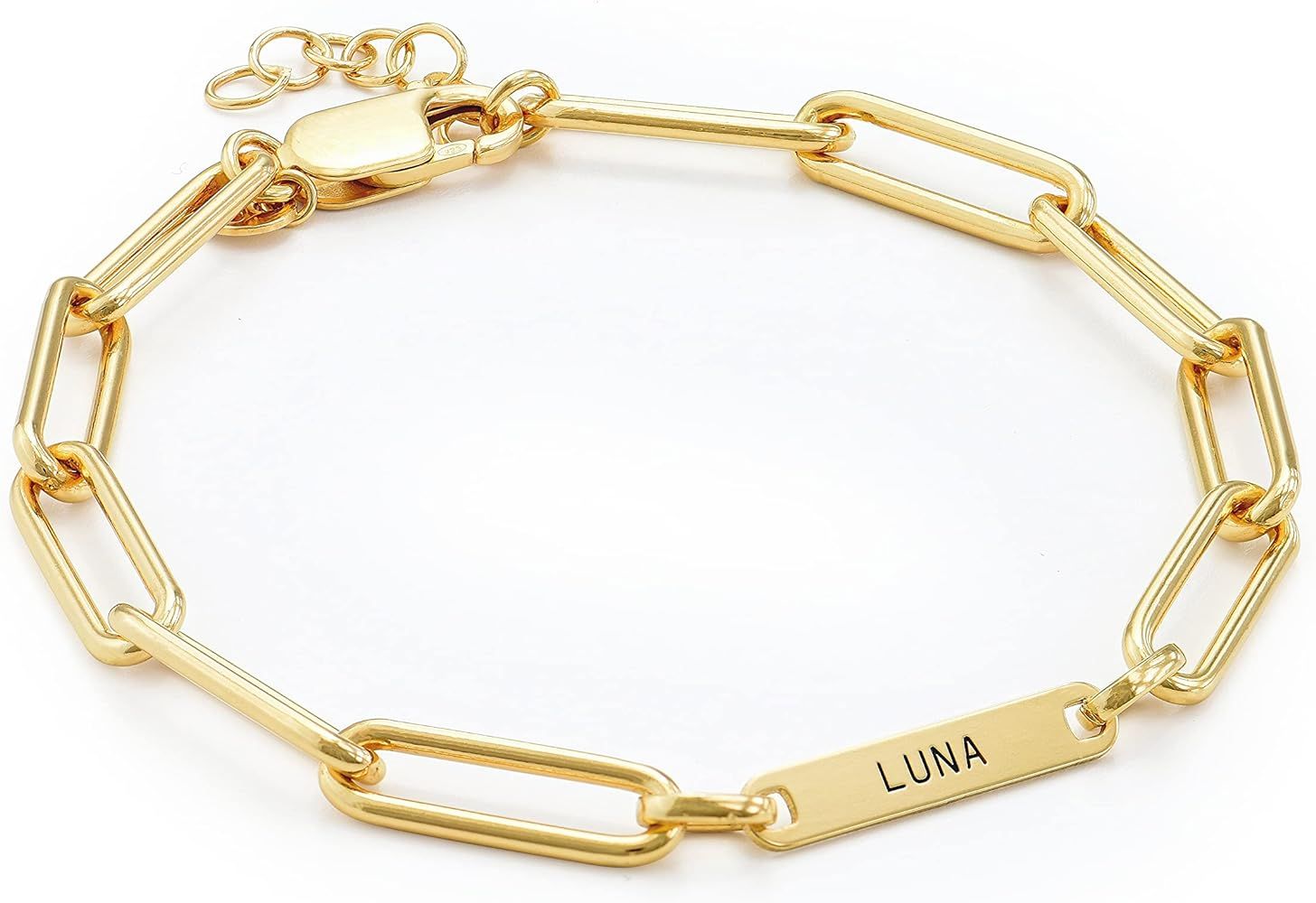 Oak&Luna - Personalized Ivy Name Link Chain Bracelet for Christmas, Mother's Day - Dainty Custom ... | Amazon (US)