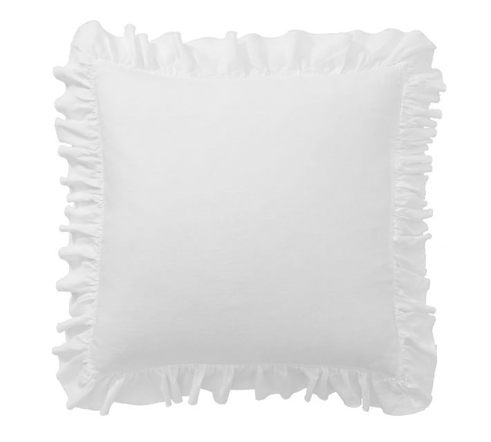 White Belgian Flax Linen Fringe Ruffle Sham, Euro | Pottery Barn (US)