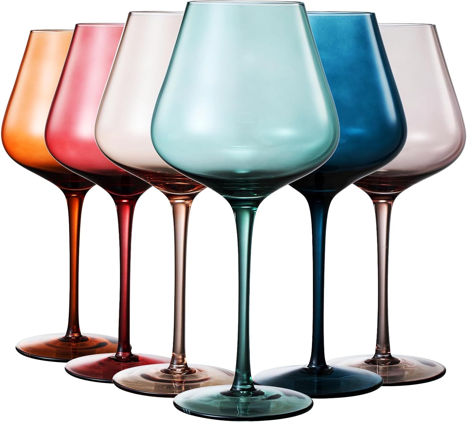 Colored Crystal Wine Glass Set of 6, Gift For Hosting, Her, Wife, Mom Friend - Large 20 oz Glasse... | Amazon (US)