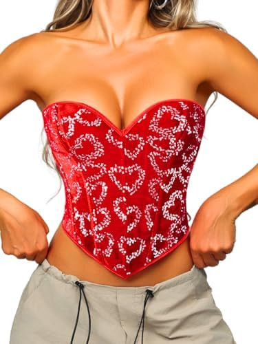 Heart Corset Top For Women, Sexy Concert Outfits Going Out, Strapless Crop Top, Overbust Bustier | Amazon (US)