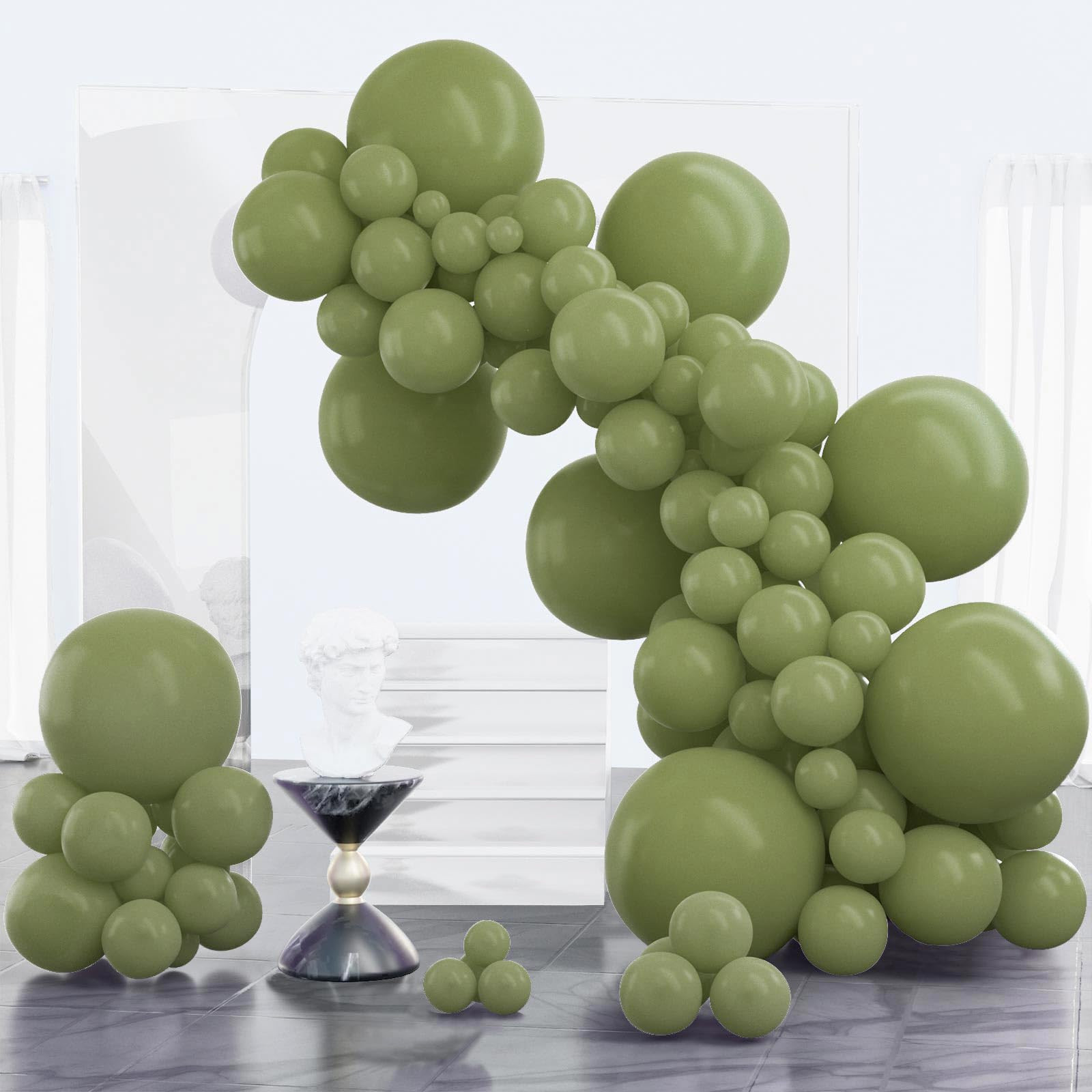 PartyWoo Sage Green Balloons, 100 pcs Boho Green Different Sizes Pack of 18 Inch 12 Inch 10 Inch ... | Amazon (US)