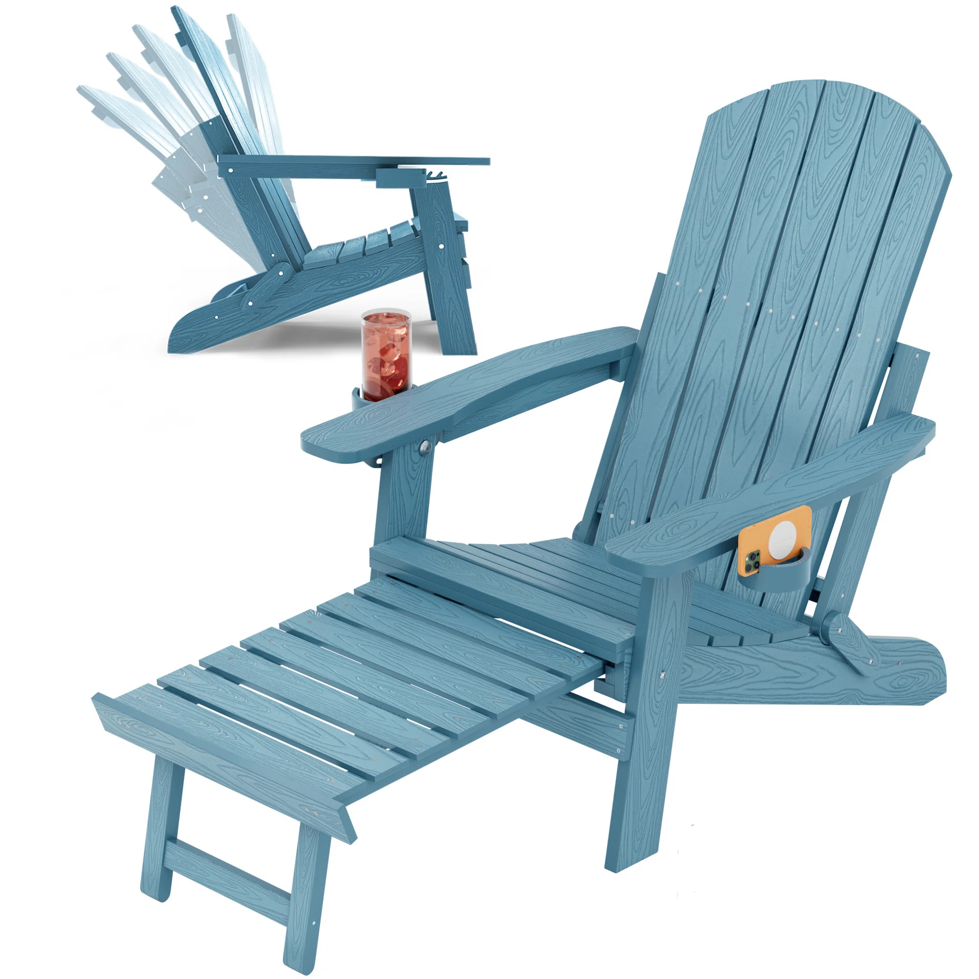 Outdoor Reclining HIPS Adirondack Chair With Footrest | Wayfair North America