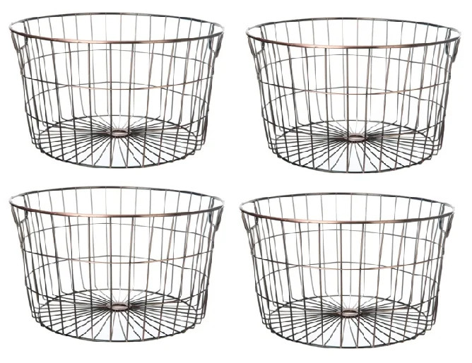 Mainstays Medium Round Wire Copper Storage Baskets - 4 Pack | Walmart (US)
