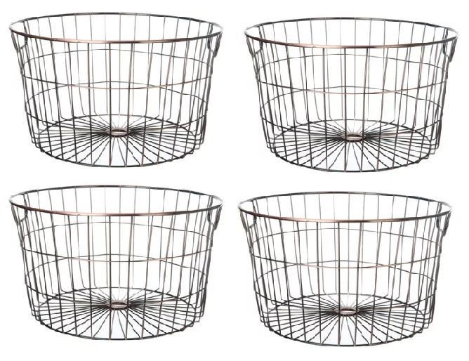 Mainstays Medium Round Wire Copper Storage Baskets - 4 Pack | Walmart (US)