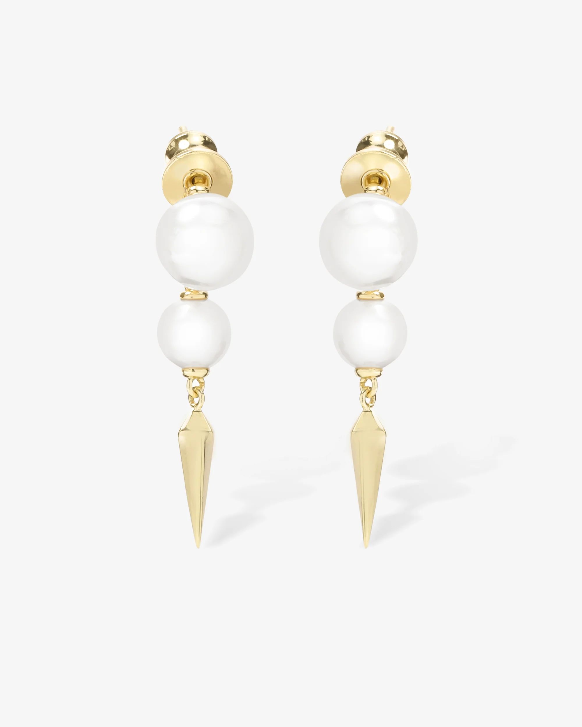 Perfect Pearl 2-Drop Spike Earring | Melinda Maria