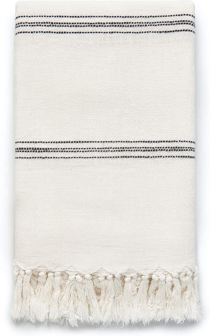 Hofdeco Modern Boho Decorative Throw Blanket with Fringe for Couch Sofa, Linen Blend Woven Knit, ... | Amazon (US)